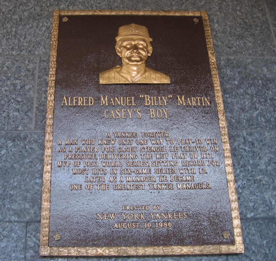 Billy Martin's plaque in Monument Park, Yankee Stadium